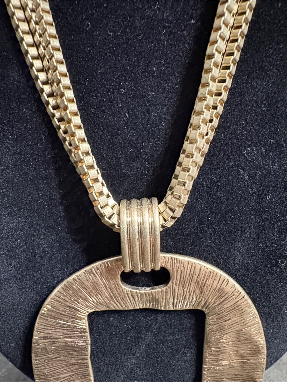 Gold-Tone Statement Pendant Necklace - Bold Square Cutout - Picture 4 of 11